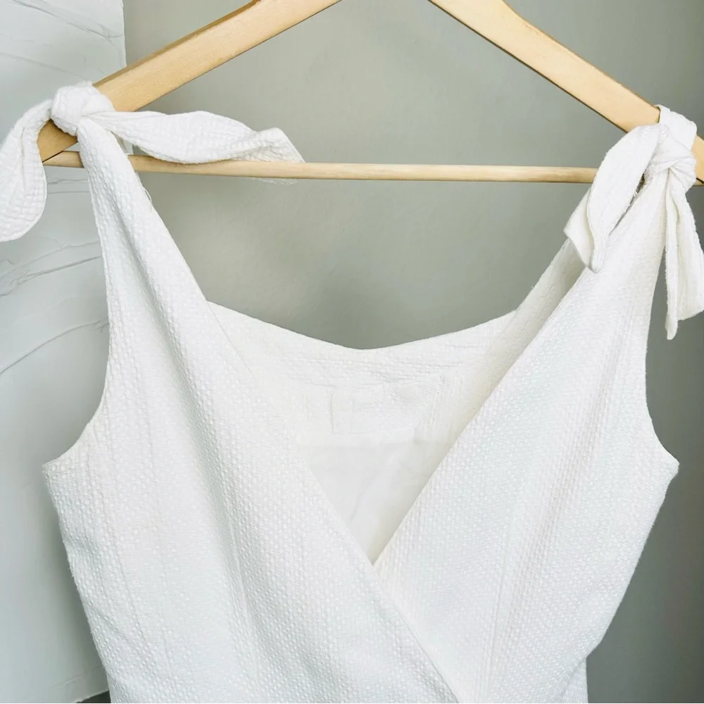 White Sleeveless Bow Mini Dress - Picture 10 of 15